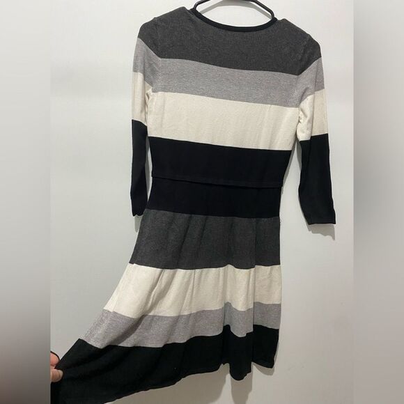 Tommy Hilfiger Black and White Fit and Flare Long Sleeve Dress - Picture 5 of 6
